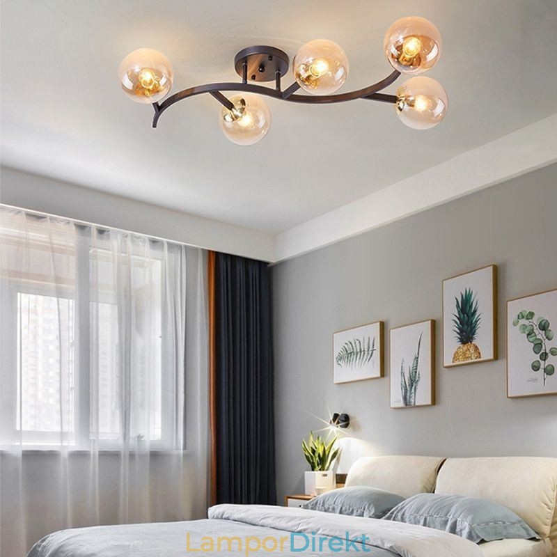 Modern Minimalistisk Gren Försänkt Taklampa I Glasklot