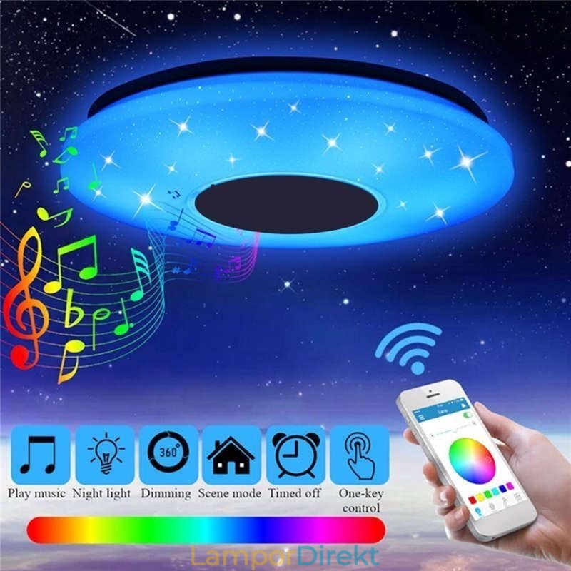 Infälld Färgglad Taklampa Med Bluetooth Music Speaker Timing-Funktion