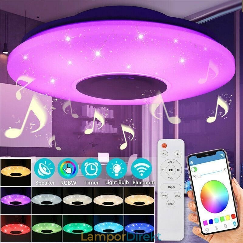 Infälld Dekorativ Lampa Fjärrkontroll App-Kontroll Bluetooth-Musikhögtalarlampa