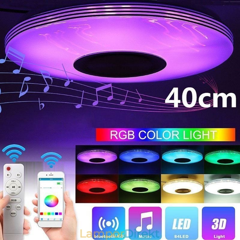 Infälld Taklampa Dekorativ Lampa Fjärrkontroll App-Kontroll Bluetooth Musikhögtalarlampa