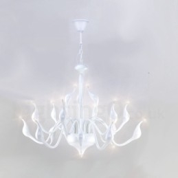 18 Lampor Rostfri Stolpe Modern Swan Ljuskrona Ljus G4 Vit Finish