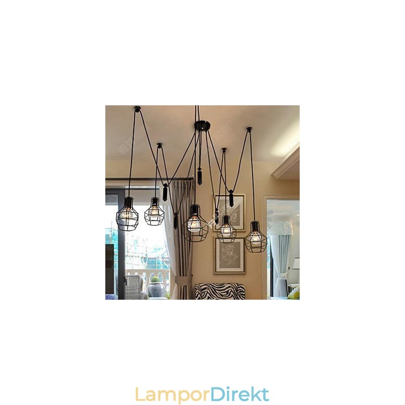 Matsittande Ljuskrona American Country Lampor Och Lyktor Lyft Tiny Cages Droplight