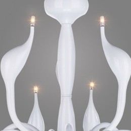 18 Lampor Rostfri Stolpe Modern Swan Ljuskrona Ljus G4 Vit Finish