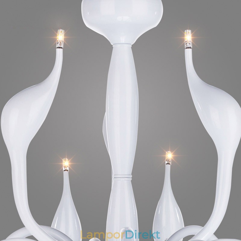 18 Lampor Rostfri Stolpe Modern Swan Ljuskrona Ljus G4 Vit Finish