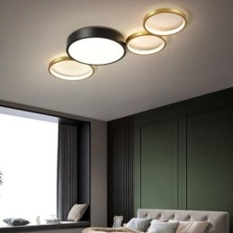 4-Ringar Infälld Taklampa Unik Svart+Guld Lampskärmsbelysning
