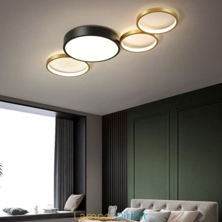 4-Ringar Infälld Taklampa Unik Svart+Guld Lampskärmsbelysning 4-Ringar Infälld Taklampa Unik Svart+Guld Lampskärmsbelysning