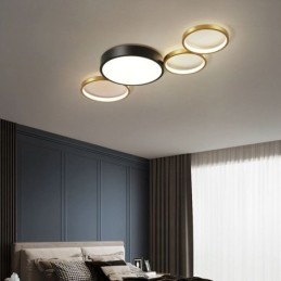 4-Ringar Infälld Taklampa Unik Svart+Guld Lampskärmsbelysning