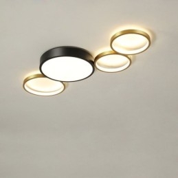 4-Ringar Infälld Taklampa Unik Svart+Guld Lampskärmsbelysning