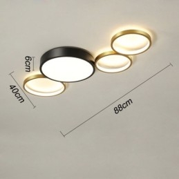 4-Ringar Infälld Taklampa Unik Svart+Guld Lampskärmsbelysning
