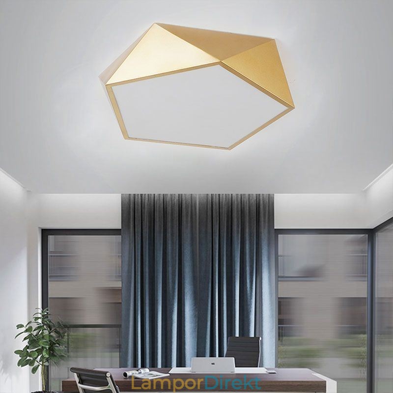 Guld Geometrisk Infälld Taklampa I Akryl
