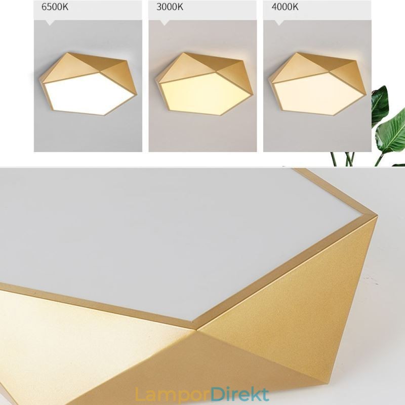 Guld Geometrisk Infälld Taklampa I Akryl