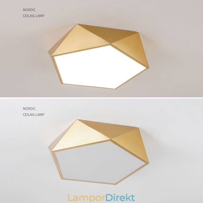 Guld Geometrisk Infälld Taklampa I Akryl