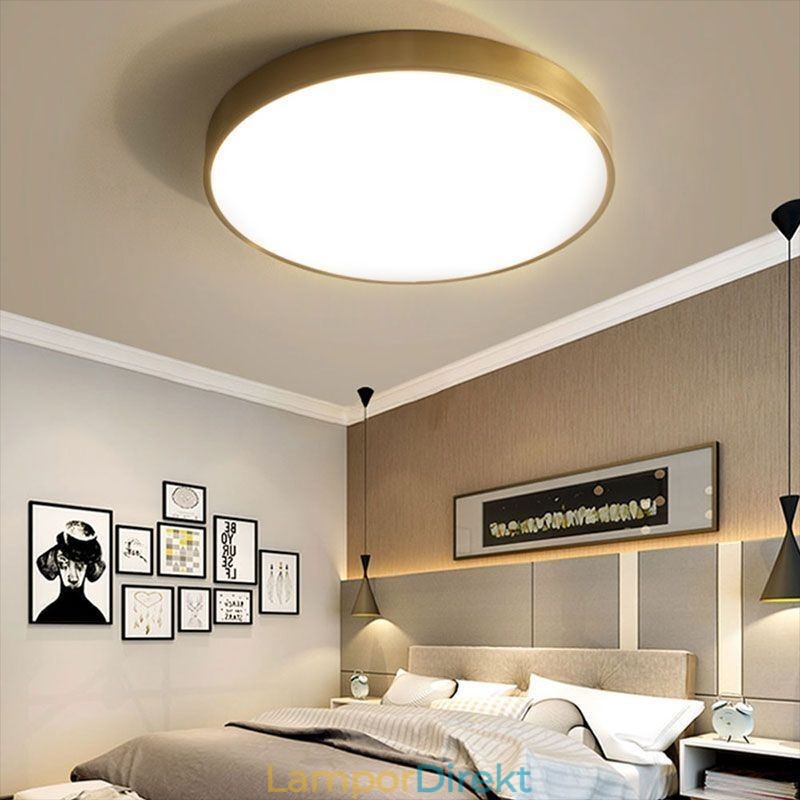 Round Flush Mount Modern Gyllene Taklampa I Akryl
