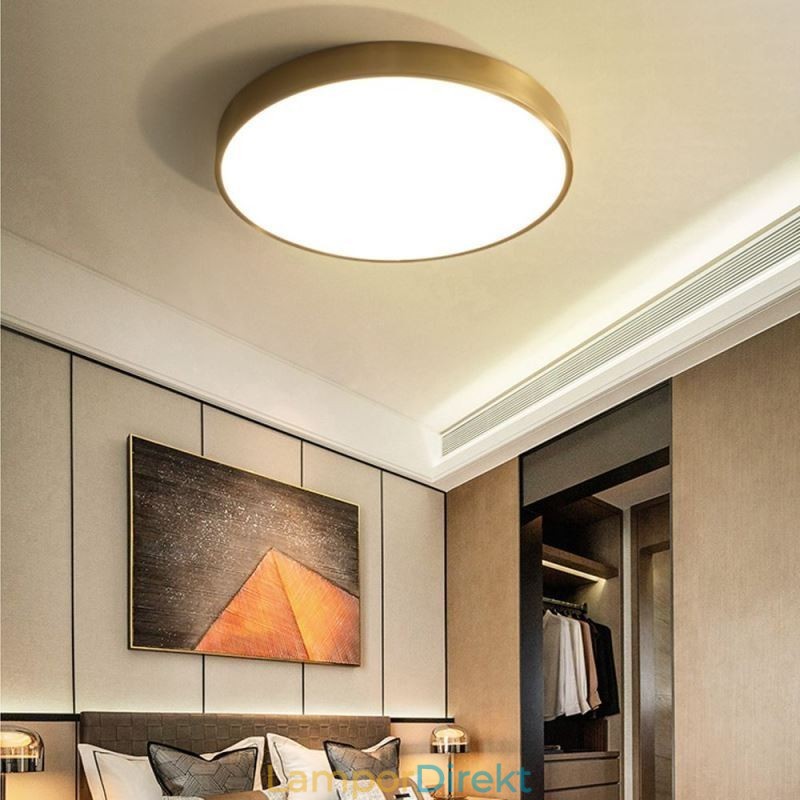 Round Flush Mount Modern Gyllene Taklampa I Akryl