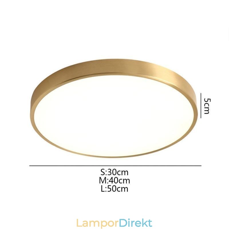Round Flush Mount Modern Gyllene Taklampa I Akryl