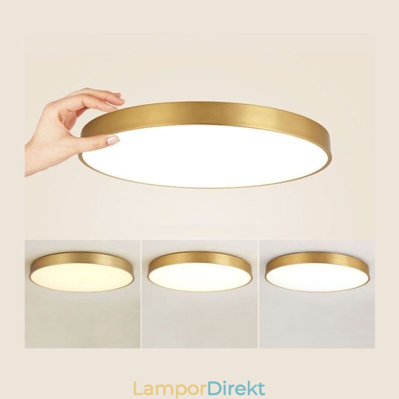 Round Flush Mount Modern Gyllene Taklampa I Akryl