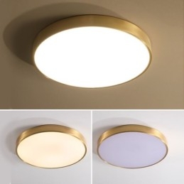 Round Flush Mount Modern Gyllene Taklampa I Akryl