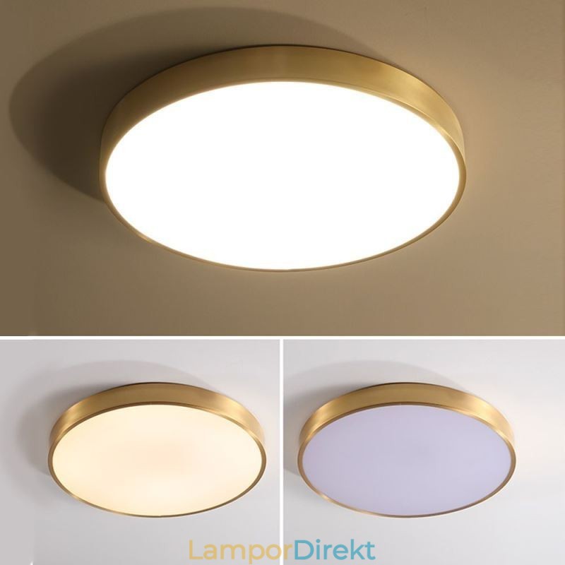 Round Flush Mount Modern Gyllene Taklampa I Akryl