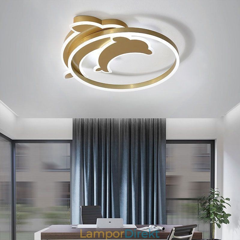 Guld Dolphin Flush Mount Taklampa