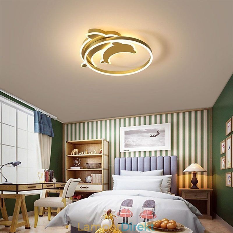 Guld Dolphin Flush Mount Taklampa