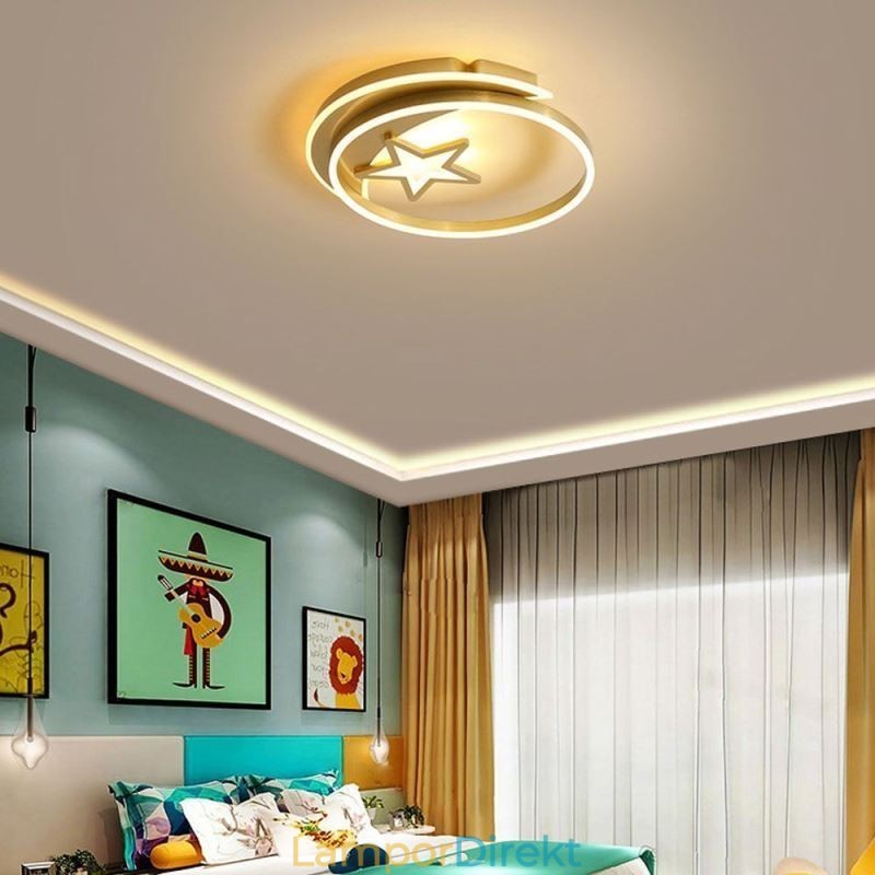 Moon Star Flush Mount Taklampa Guld Akryl Armatur