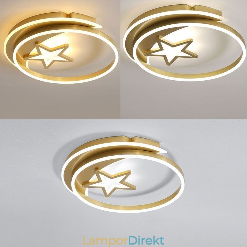 Moon Star Flush Mount Taklampa Guld Akryl Armatur