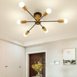 Moderna Magiska Bönor Flush Mount Wood Branch Ljuskrona