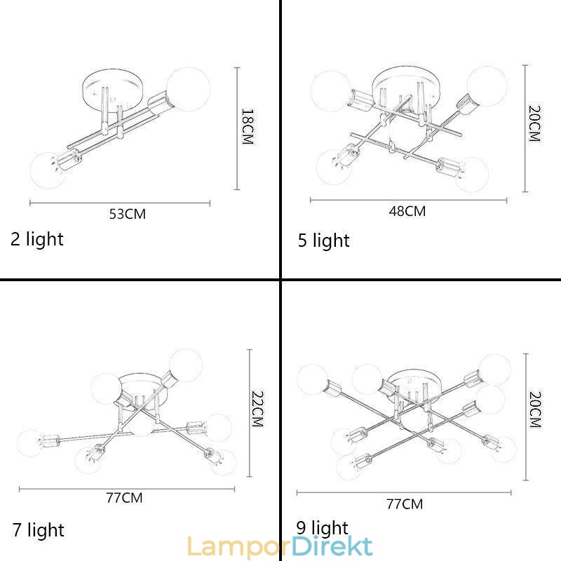Simple Magic Beans Flush Mount Crossed Ceiling Light