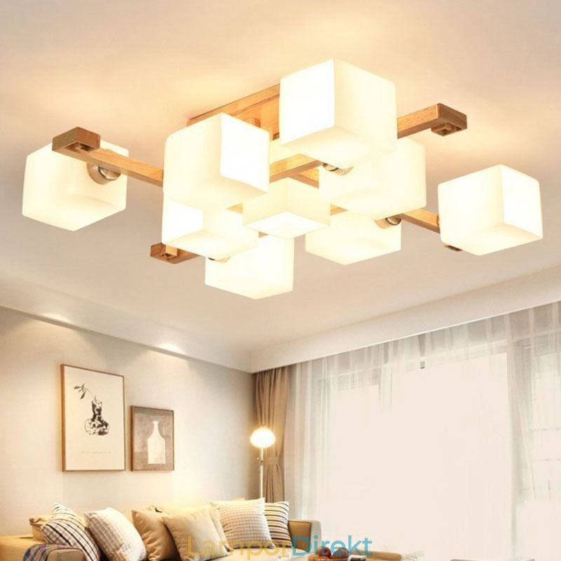 Nordic Flush Mount Taklampa Creative Warm Solid Wood Light