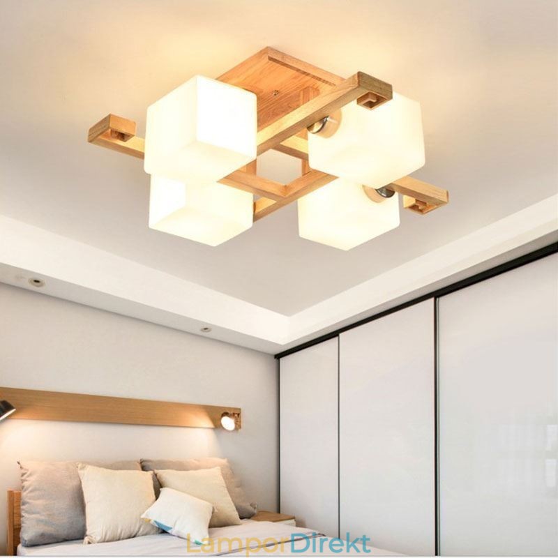Nordic Flush Mount Taklampa Creative Warm Solid Wood Light