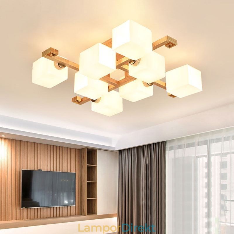 Nordic Flush Mount Taklampa Creative Warm Solid Wood Light