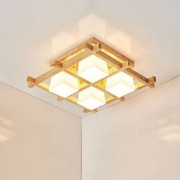 Nordic Square Grid Infälld Taklampa Gummi Trälampa