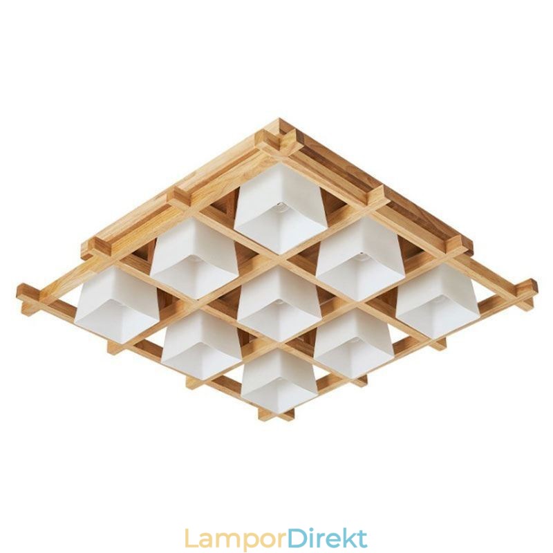 Nordic Square Grid Infälld Taklampa Gummi Trälampa