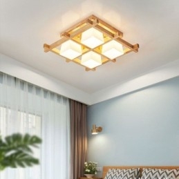 Nordic Square Grid Infälld Taklampa Gummi Trälampa