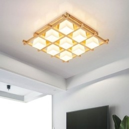 Nordic Square Grid Infälld Taklampa Gummi Trälampa