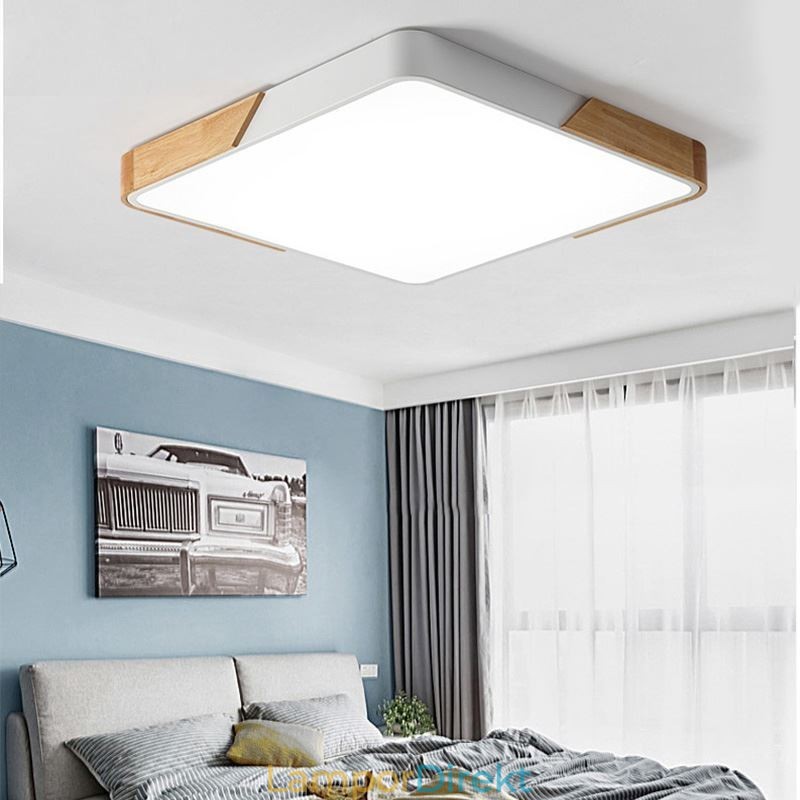 Enkel Infälld Taklampa I Träram Supertunn Designlampa Dinging Light