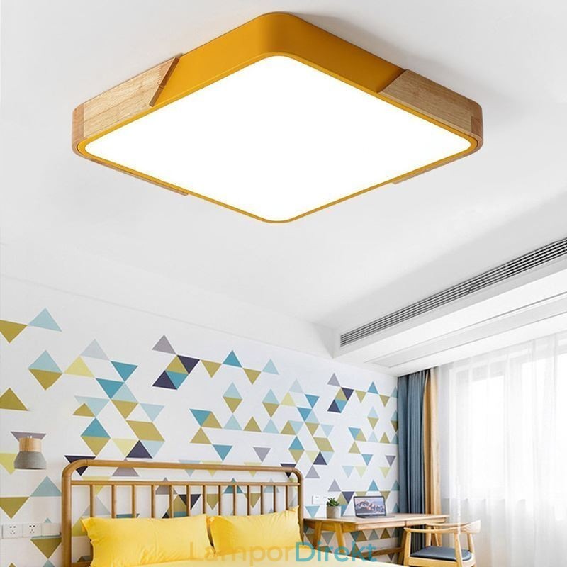 Enkel Infälld Taklampa I Träram Supertunn Designlampa Dinging Light