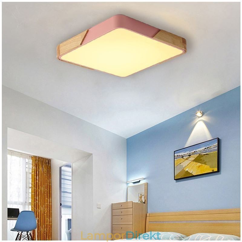 Enkel Infälld Taklampa I Träram Supertunn Designlampa Dinging Light