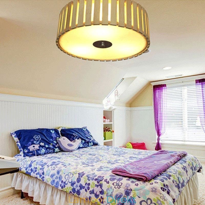 Stor Bambu Flush Mount Kinesiska Kreativa Taklampa Barnbelysning
