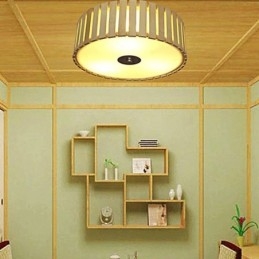 Stor Bambu Flush Mount Kinesiska Kreativa Taklampa Barnbelysning