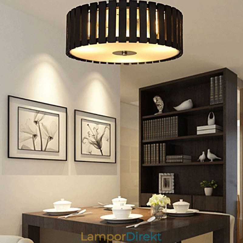 Stor Bambu Flush Mount Kinesiska Kreativa Taklampa Barnbelysning