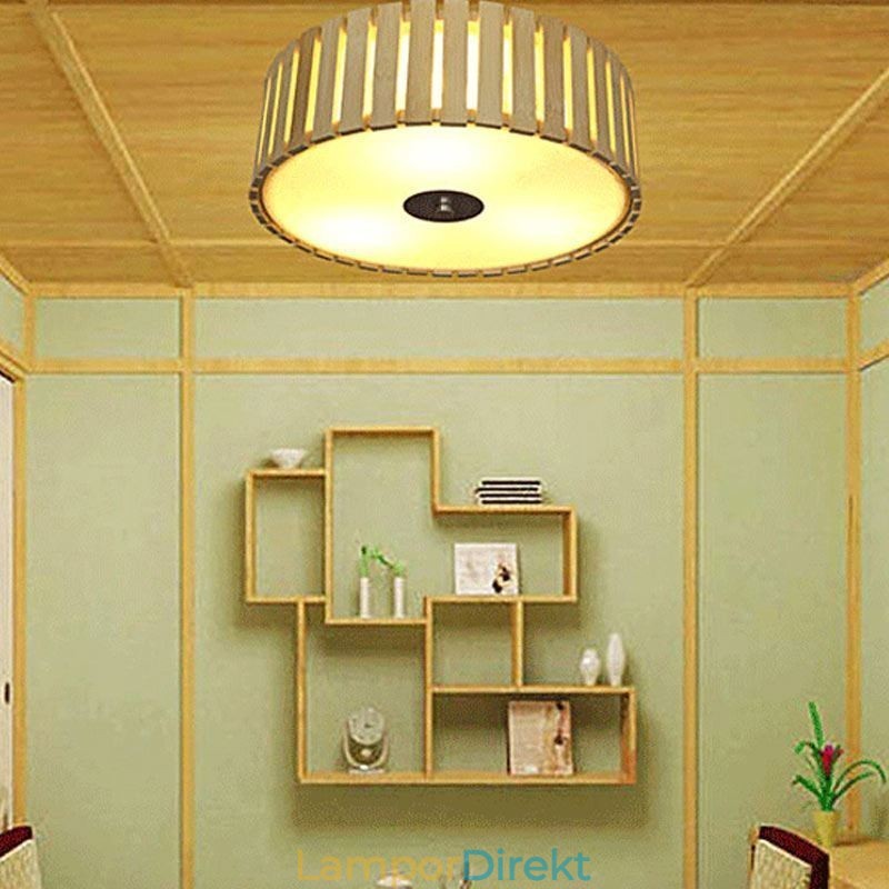 Stor Bambu Flush Mount Kinesiska Kreativa Taklampa Barnbelysning
