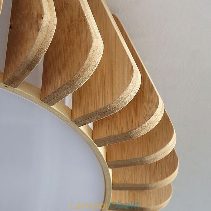 Nordic Round Flush Mount Creative Bamboo Takbelysning