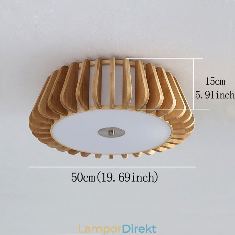 Nordic Round Flush Mount Creative Bamboo Takbelysning
