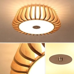 Nordic Round Flush Mount Creative Bamboo Takbelysning