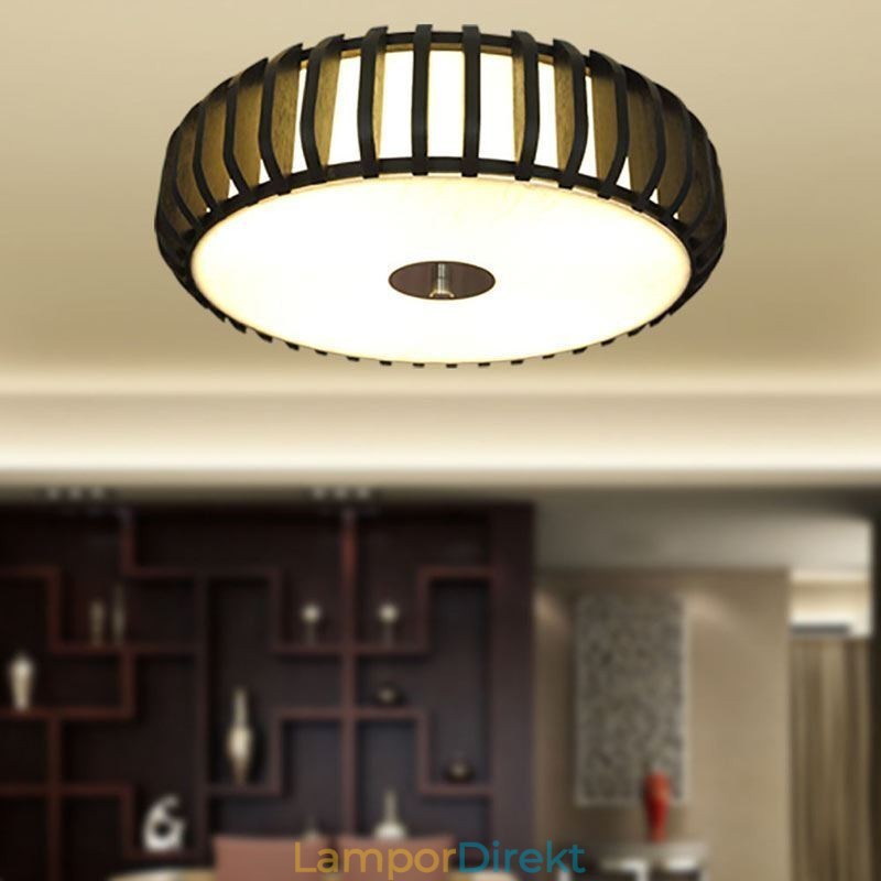 Rural Bamboo Flush Mount Pumpa Form Takbelysning