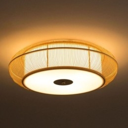 Kinesisk Specialbambu Flush Mount Creative Japansk Rund Taklampa