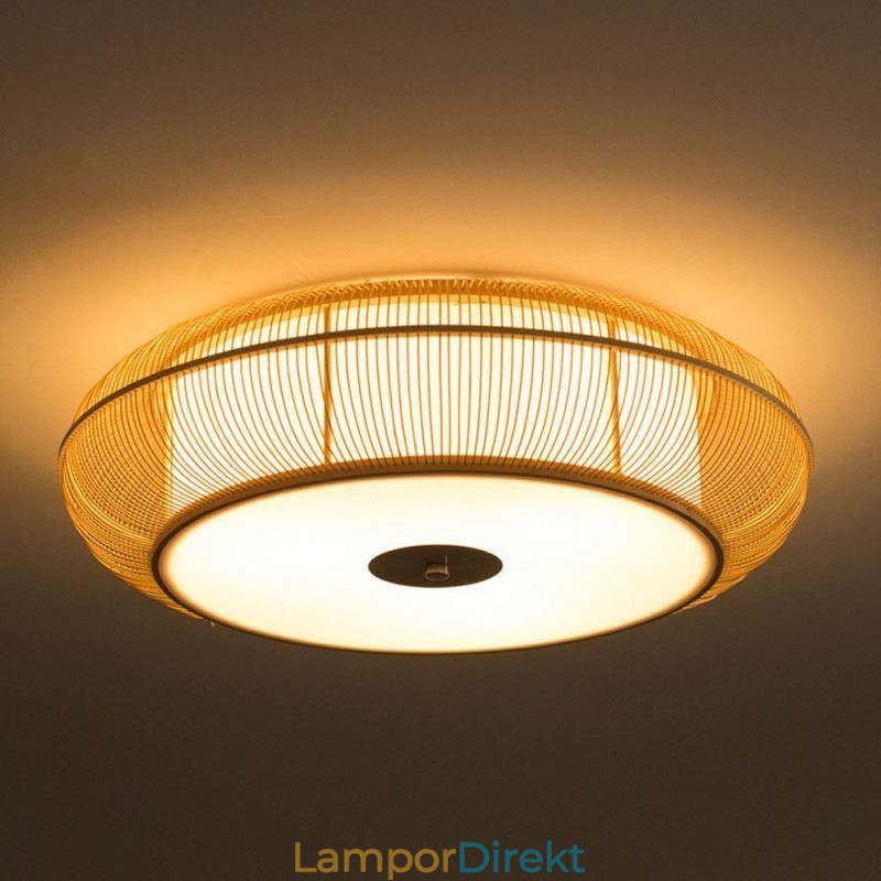 Kinesisk Specialbambu Flush Mount Creative Japansk Rund Taklampa