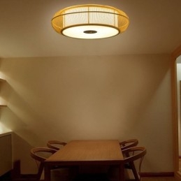 Kinesisk Specialbambu Flush Mount Creative Japansk Rund Taklampa