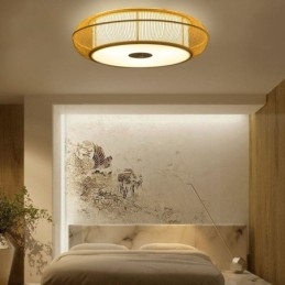 Kinesisk Specialbambu Flush Mount Creative Japansk Rund Taklampa